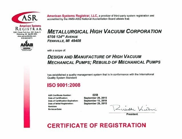 MHV ISO 9000-2008 Certification